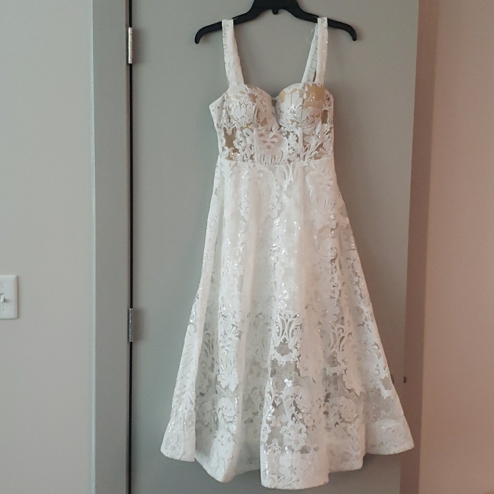 Midi white sequin dress